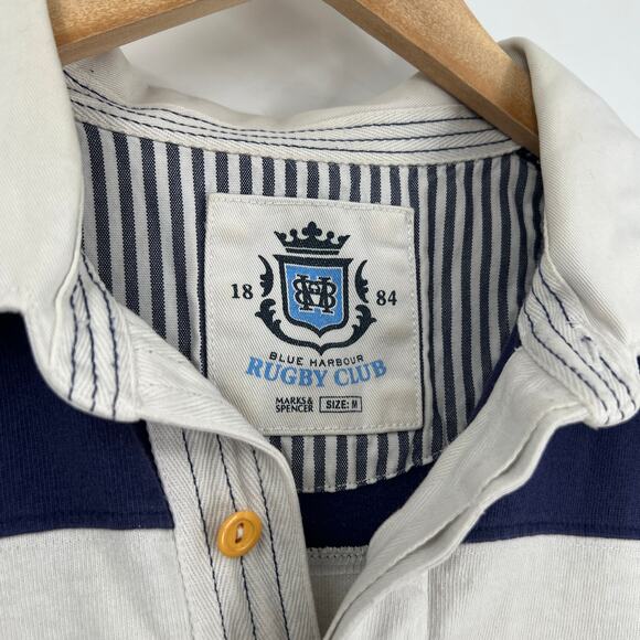 Marks & Spencer Blue Harbour Rugby Club Striped Polo Shirt Medium - Picture 4 of 6